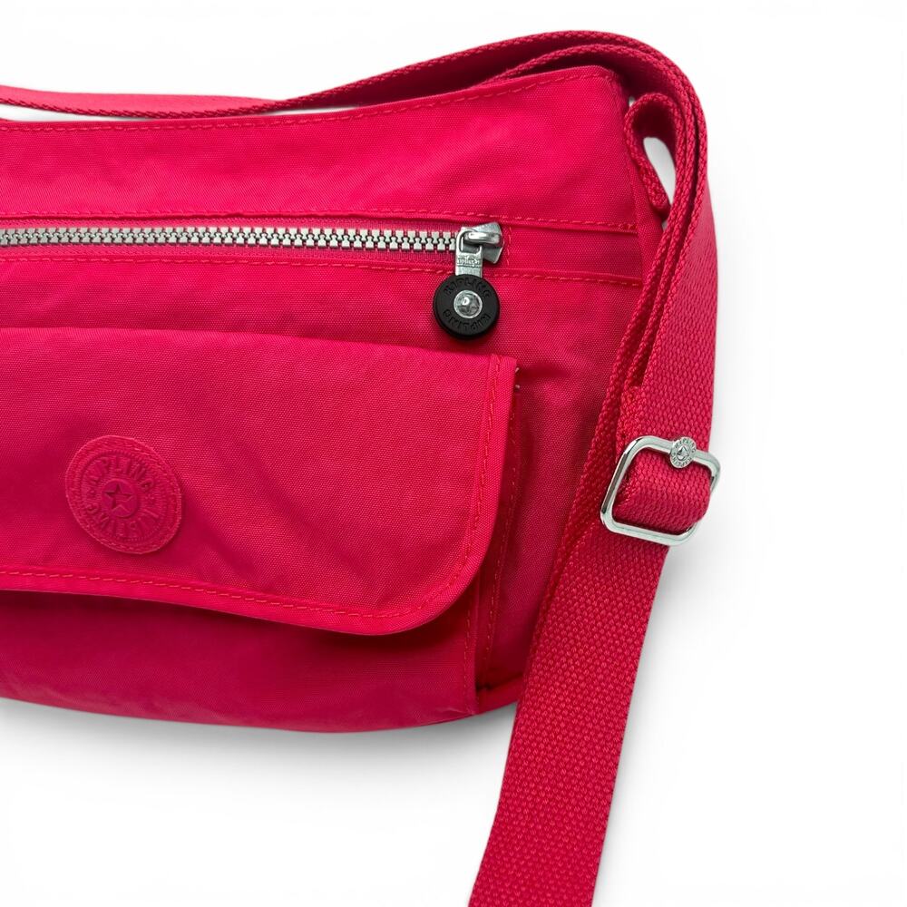 Kipling Medium Syro Canvas Crossbody Bag Hot Pink Nylon Travel Purse HB3819-688 - Picture 4 of 13